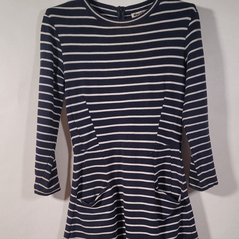 Whistles Navy White Striped Breton Cotton Jersey Dress US 0